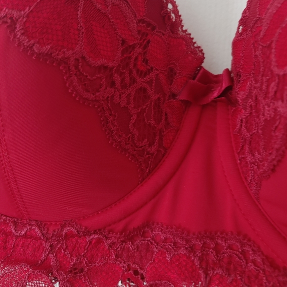 Adore Me red floral lace longline bra - Picture 2 of 9